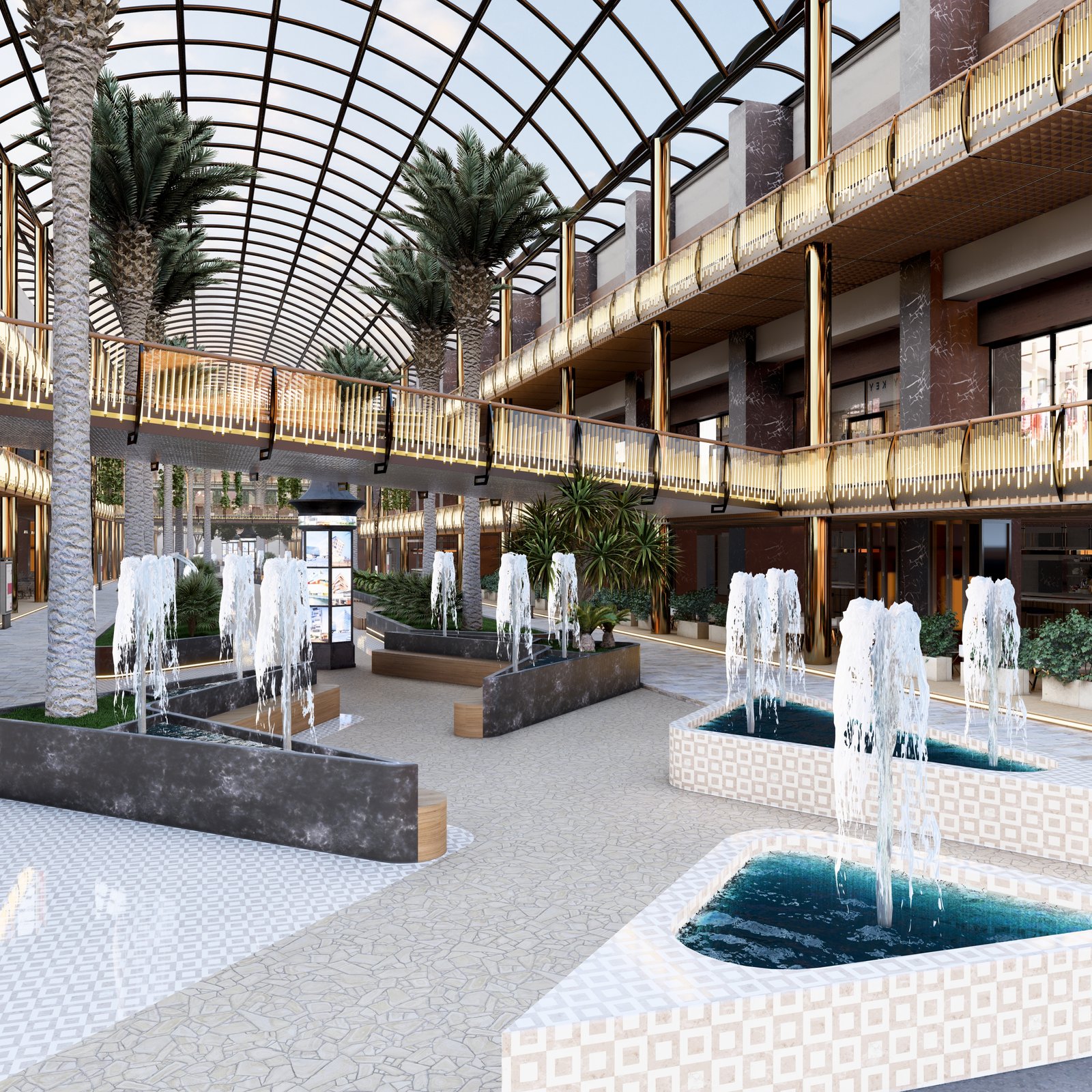 AVM İÇ MİMARİ TASARIM Galeri Boşluğu ve Yürüyen Merdivenler