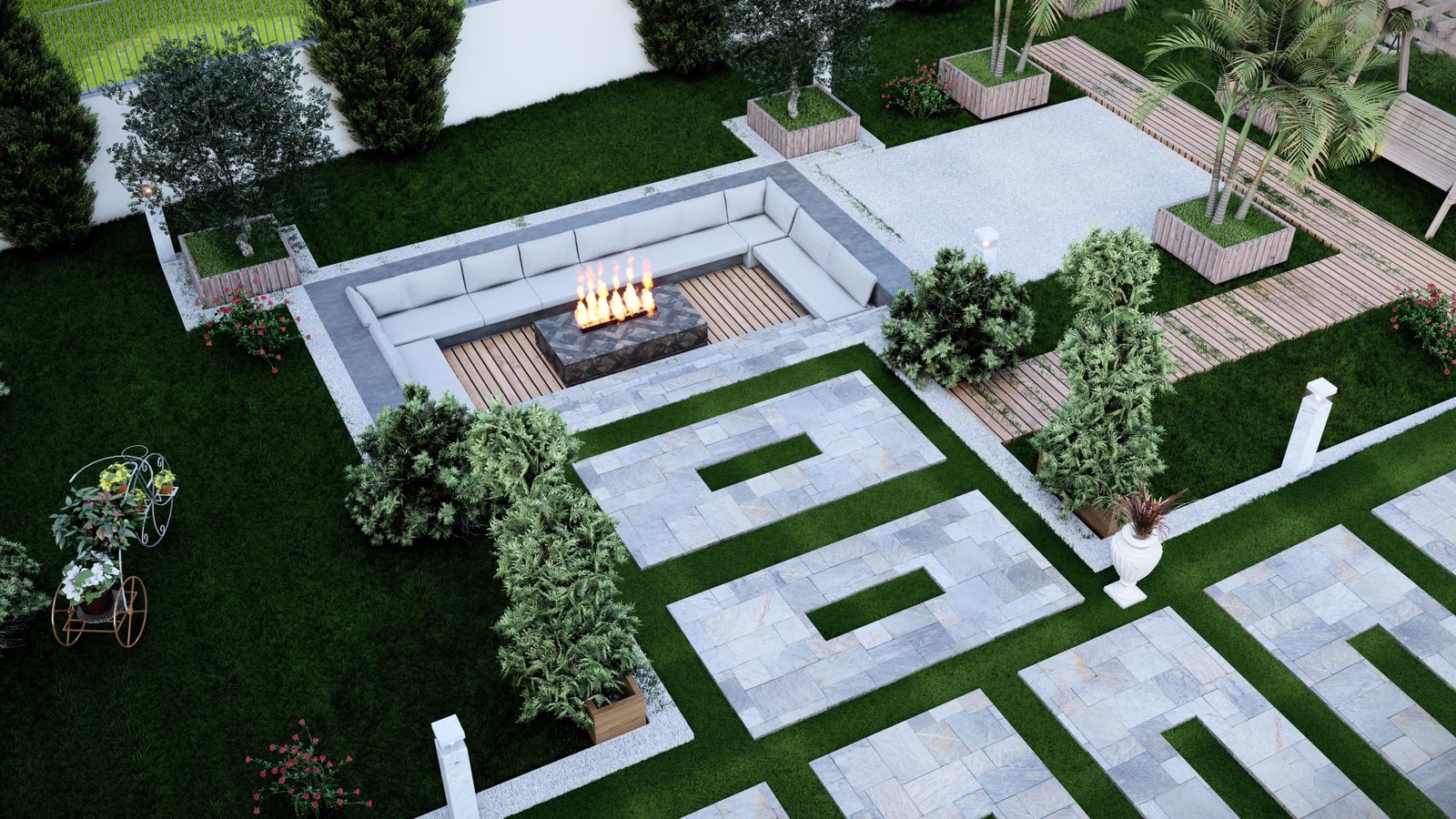 FRANSA PEYZAJ TASARIMI Havuz ve Dinlenme Alanı