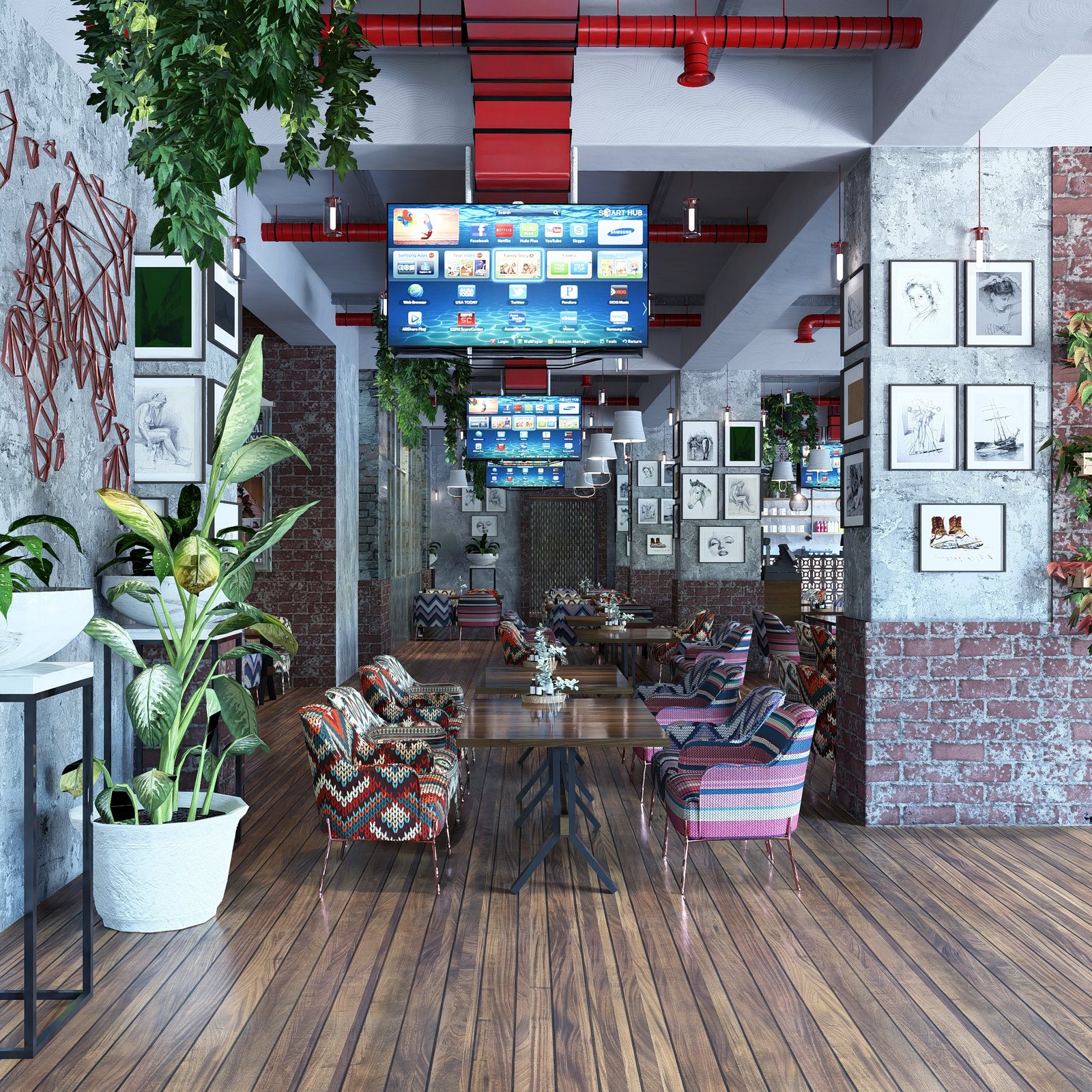 AZERBEYCAN KAFE TASARIMI Oturma Alanı Detayları